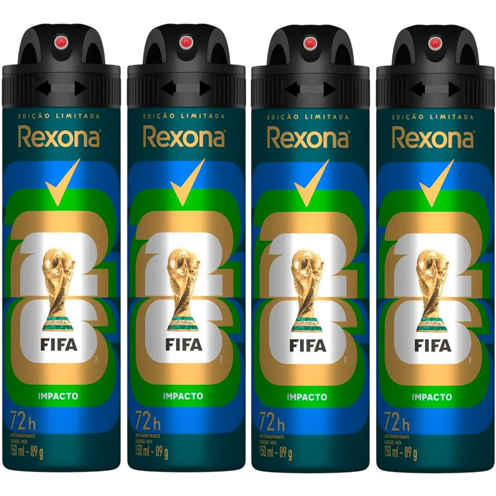 Kit Desodorante Aerosol Rexona Men Impacto 150ml - 4 Unidades