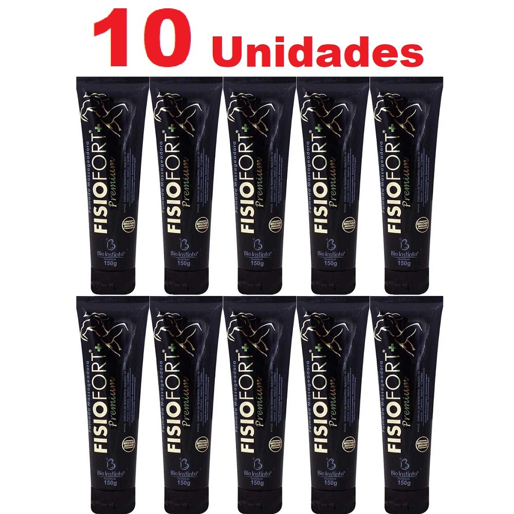 Kit com 10 Pomada Premium 150 g Pomada FisioFort Preta