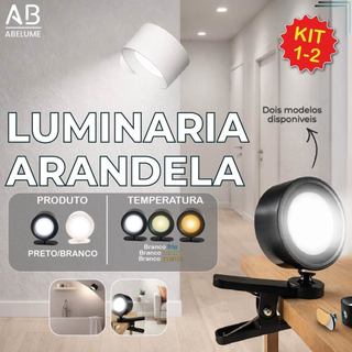 Luminária Spot Led 8W Arandela Luz de Parede 3 Tons de Luz Recarregável USB