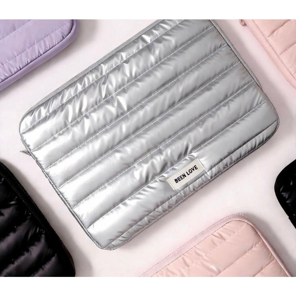 Bolsa Para Notebook Premium Metalizada Capa Protetora Puffer Acolchoada Macia À Prova De Choque Carteira Porta Documento