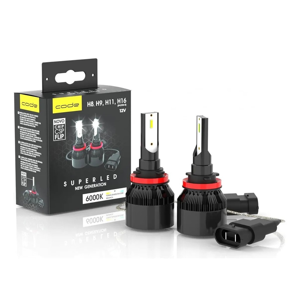 Kit 2 Lâmpada Super Led 12v Csp 6000k H8/h9/h11/h16 Pgj19-3