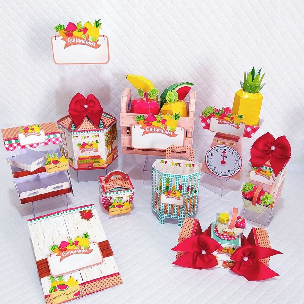 Caixinhas personalizadas, milk, cone e sushi, lembrancinhas, decoração Kit de festa aniversário Frutinhas ou Tutti-frutt
