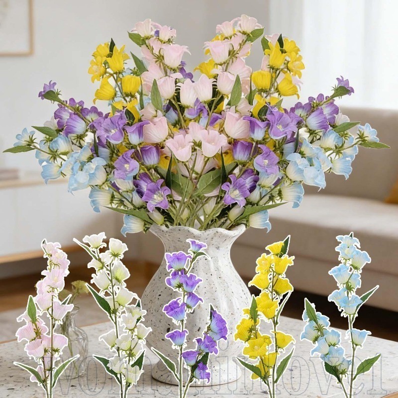 Flor De Carrilhão De Vento Artificial-Buquê De Suporte De Noiva-Ramo Floral De Seda De Simulação-Arranjo De Flores De Va