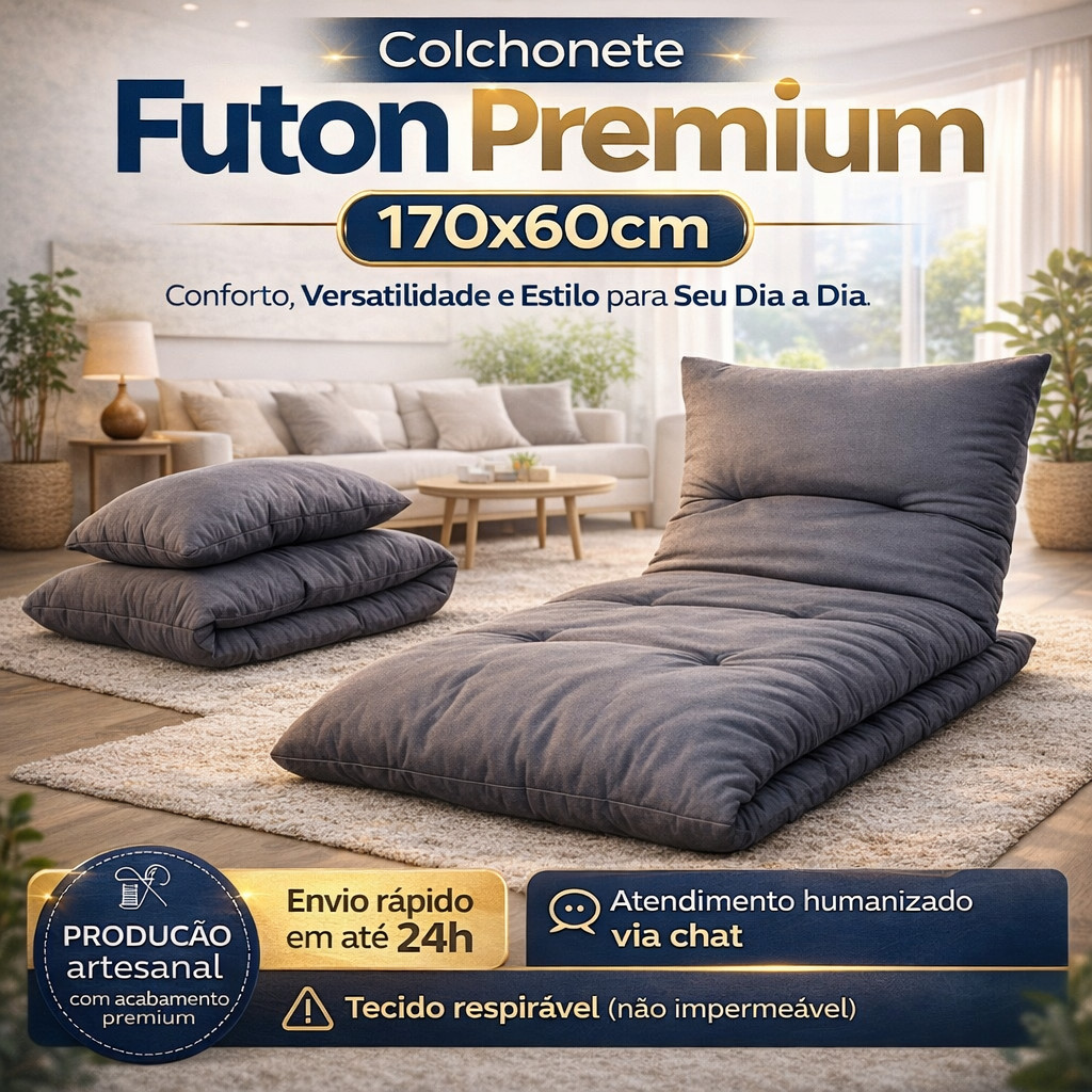 Almofada/Colchonete 1,70x60cm Futon Cadeira Sofá Pallet Grande Espreguiçadeira — imagem 2 de 2