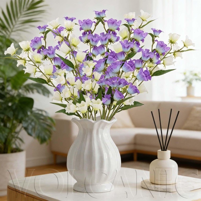 Flor De Carrilhão De Vento Artificial-Decoração De Hotel Doméstico-Ramo Floral De Seda De Simulação-Buquê De Suporte De