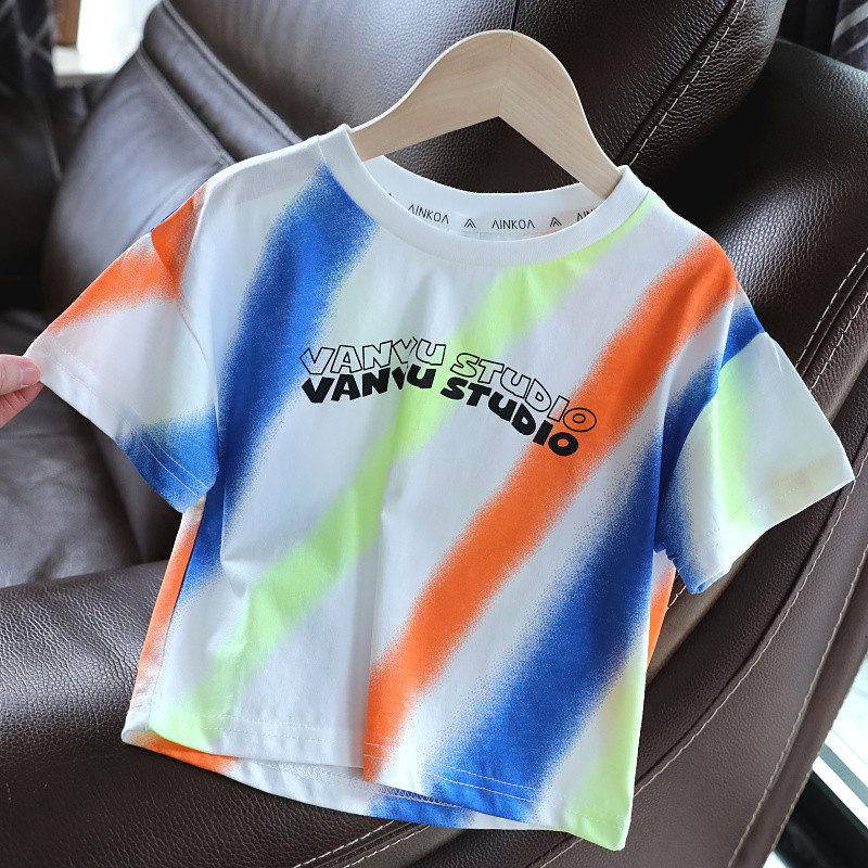 Versão coreana crianças camiseta de manga curta versão coreana meninos verão topos crianças roupas de verão versão corea
