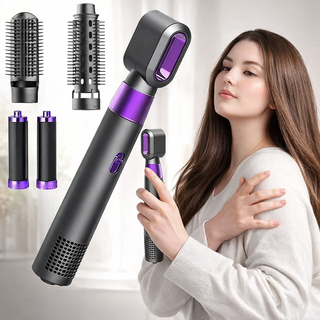 Secador Modelador 5 em 1 110V Escova Elétrica para Cabelo com 2 Temperaturas e Ar Frio