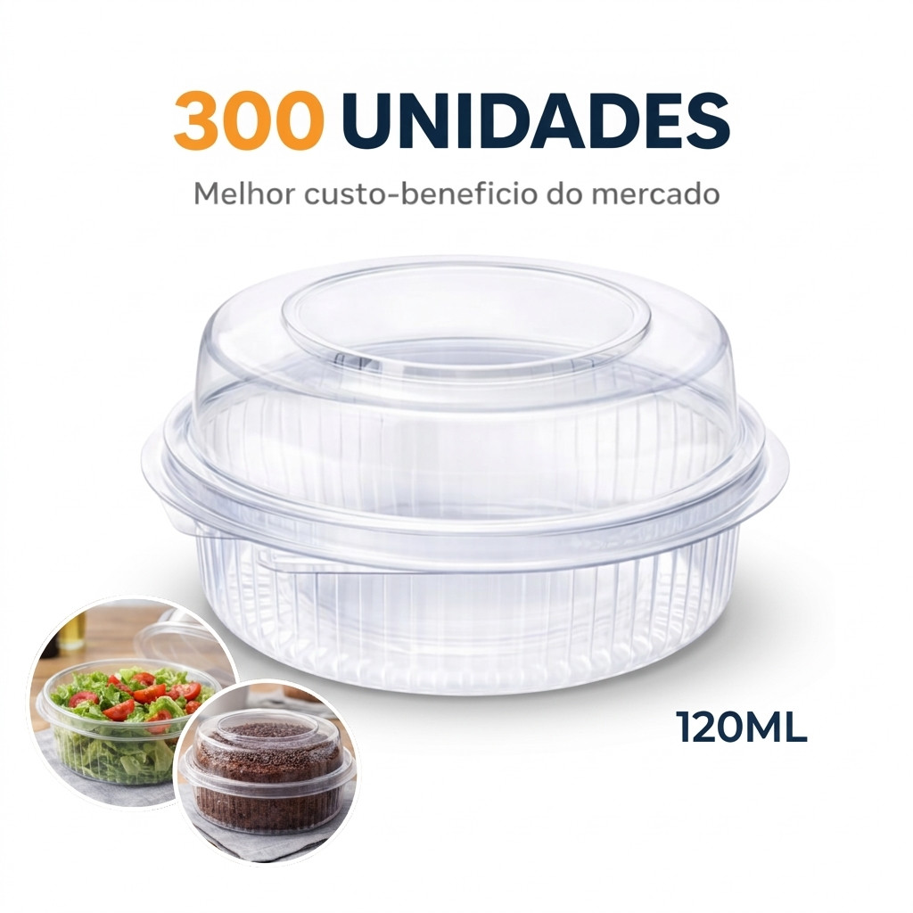 Mini Pote Redondo 120ml  Saladeira Tampa Articulada | Cx c/ 300 Un. | Pote para Bolo de Pote, Doces, Mousse e Sobremesas em Oferta na Shopee