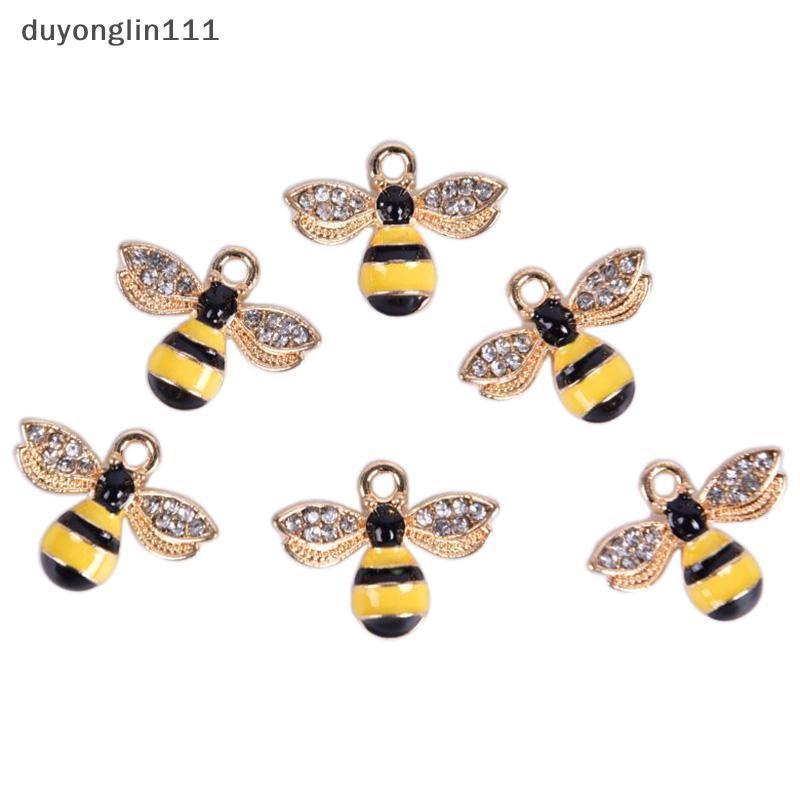 (duyonglin111) 10 Pçs/Set Esmalte Cristal Abelha Encantos Pingente Jóias DIY Fazendo Artesanato Presente Novo