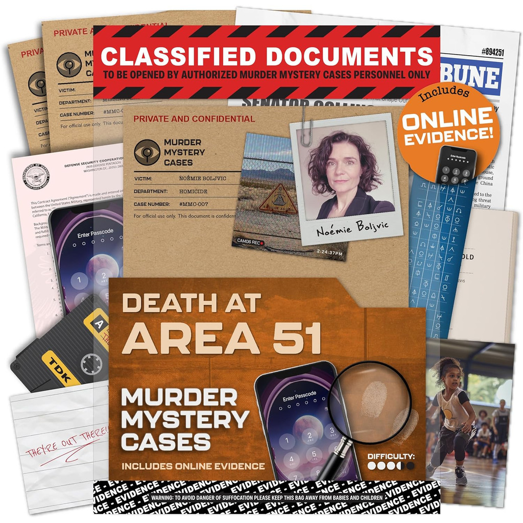 MMC Death at Area 51 – Thrilling Murder Mystery Games for Adults in a Classified Military Base– Cold Case Files Game