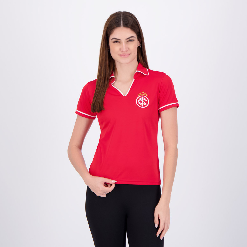 Polo Internacional Feminina Vermelha em Oferta na Shopee