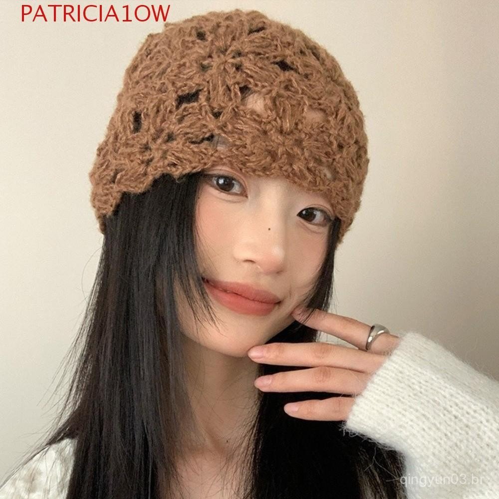Chapéu De Flor De Crochê , Pulôver De Malha Oca De Cor Sólida , Gorro Japonês Y2k Feito À Mão