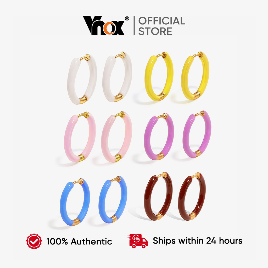 Brincos De Gotejamento De Óleo Vnox Aço Inoxidável Coloridos Fofos Redondos Huggie Hoop Acessórios 20mm