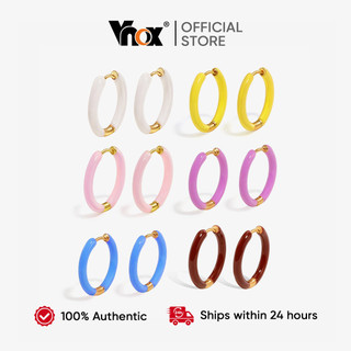 Brincos De Gotejamento De Óleo Vnox Aço Inoxidável Coloridos Fofos Redondos Huggie Hoop Acessórios 20mm