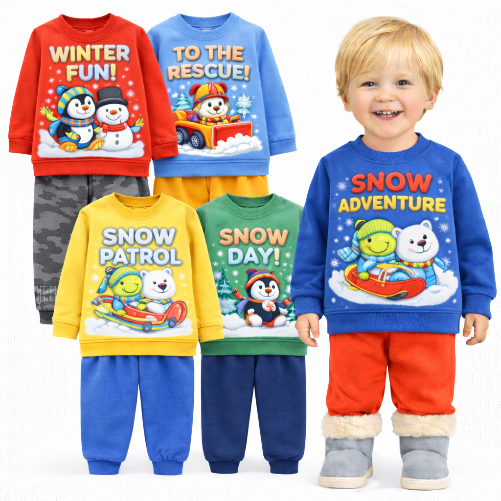 Kit Sortido 2 ou 6 peças Roupa de Moletom Flanelado Menino Inverno Conjuntos Moletom Bebê Infantil Masculino Inverno