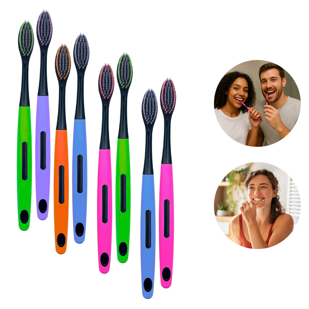 Kit Escovas de Dente Adulto com Capa Protetora Cerdas Macias Pacote Atacado para Revenda e Uso Diário