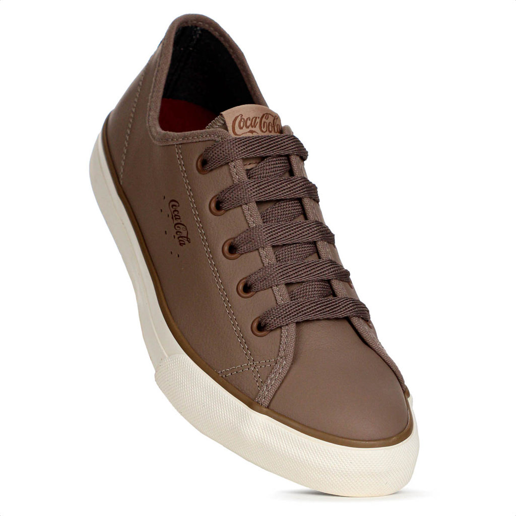 Tênis Coca Cola Stream Leather Marrom - Feminino