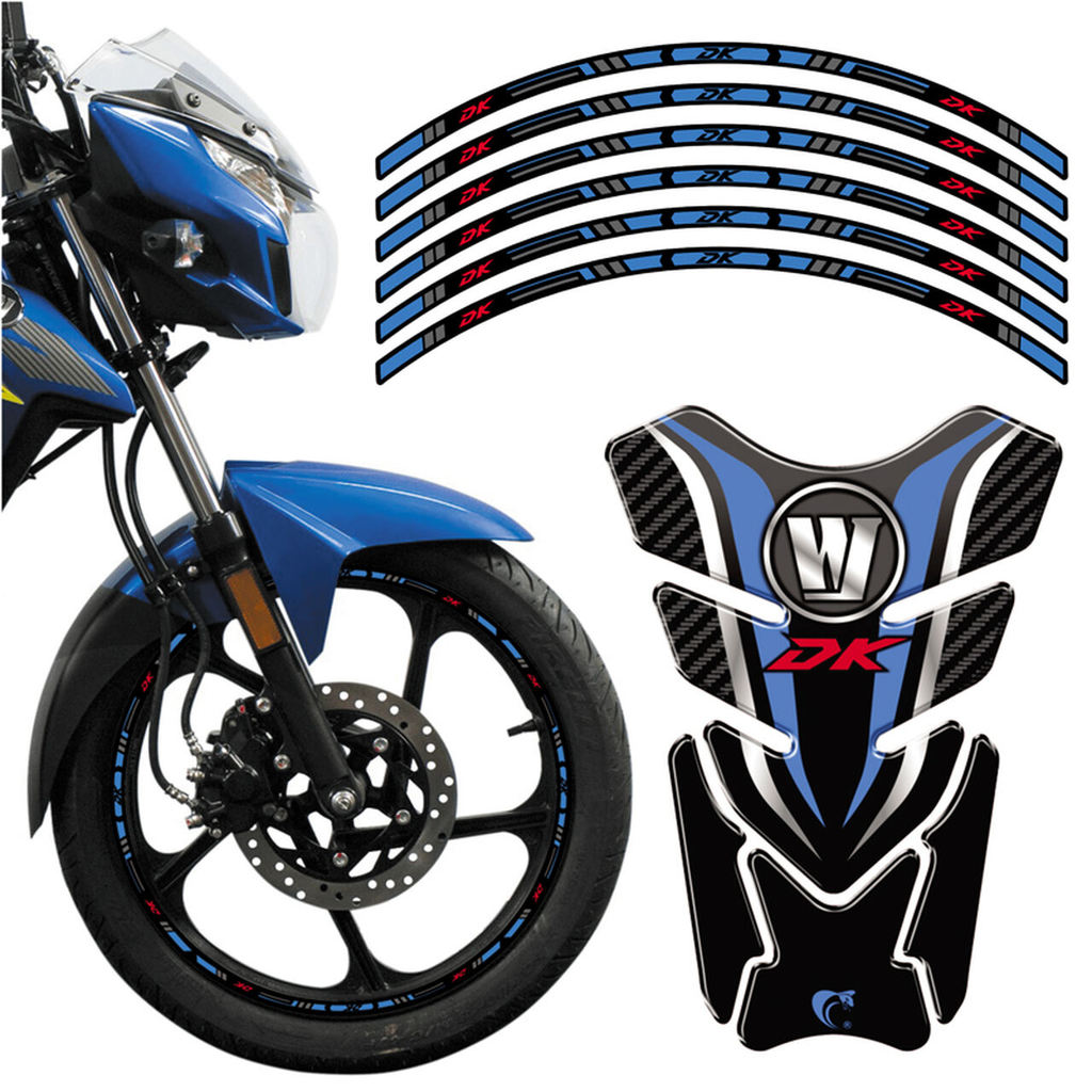 Combo Protetor Adesivo Tanque E Aro Moto Haojue Dk 150 Azul