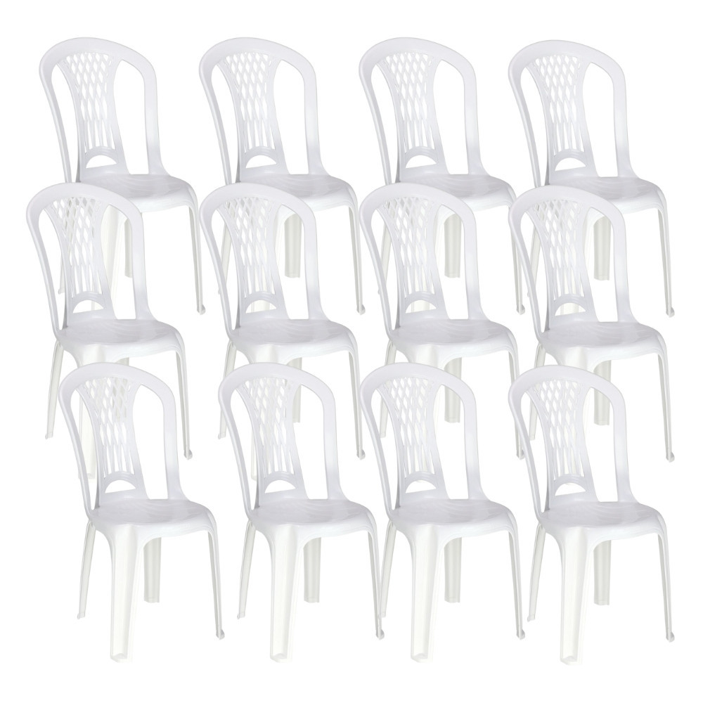Kit 12 Cadeiras de Plástico Sem Braço Laguna Tramontina Basic em Oferta na Shopee