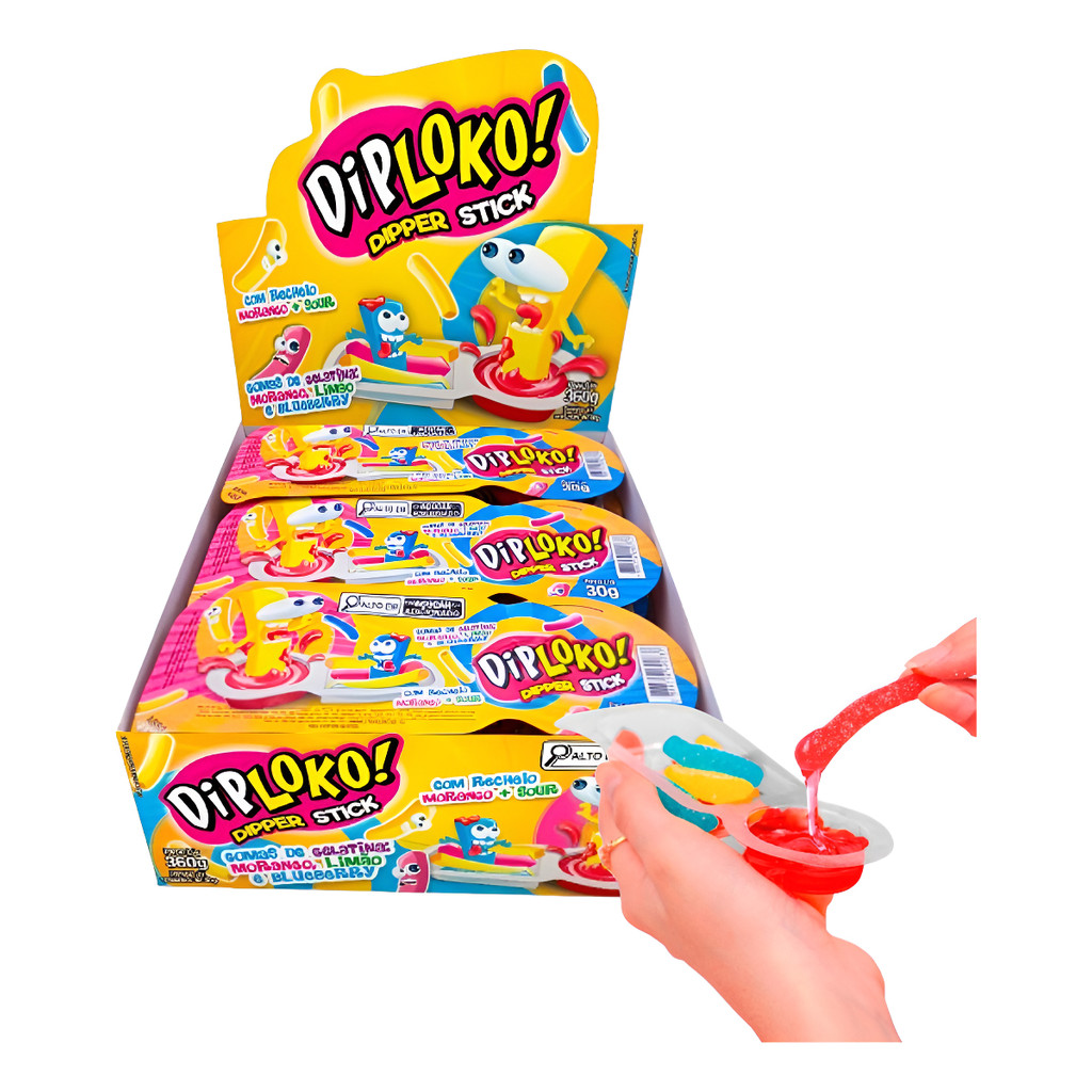 Goma De Gelatina Bala Líquida Azedinha Dip Loko Dipper C/12