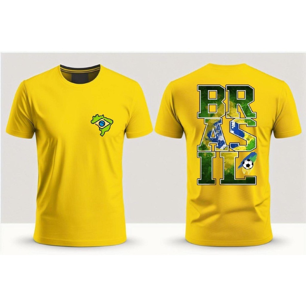 Camiseta personalizada Brasil copa do mundo futebol pátria feita 100% algodão confortável caimento perfeito