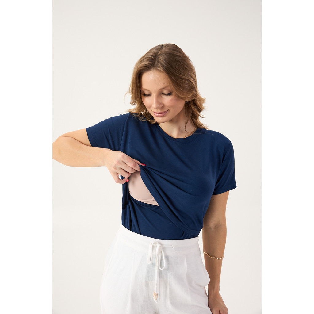 BLUSA DE AMAMENTAÇÃO AZUL MARINHO