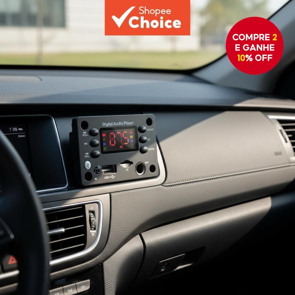  Carro Mãos-livres Bluetooth 5.0 MP3 Player com USB, TF, Rádio FM, Microfone e Alto-falante para DC 5V 12V