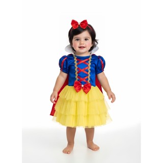 Fantasia Vestido Branca de Neve Bebê Baby Capa e Tiara em Oferta na Shopee