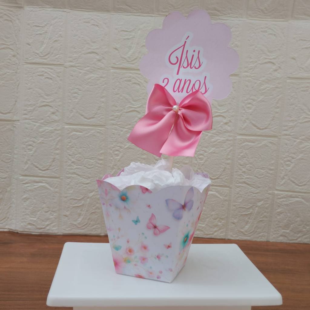 MONTE EM CASA Centro de Mesa Personalizado CachepoT JARDIM BORBOLETAS   FESTA