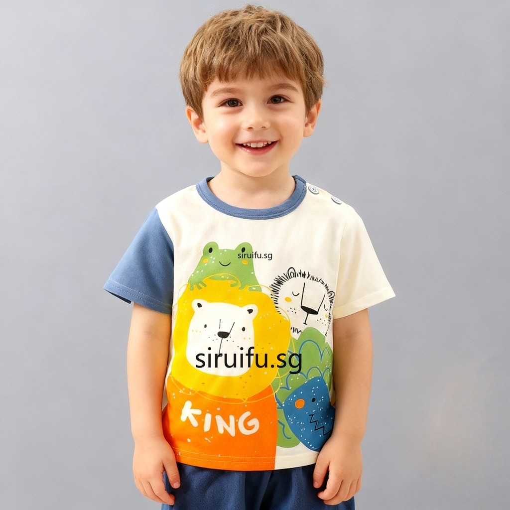Roupas Infantis Camiseta Crianças Meninos Meninas Verão Desenhos Animados Topos Manga Curta 100 % Algodão Bebê