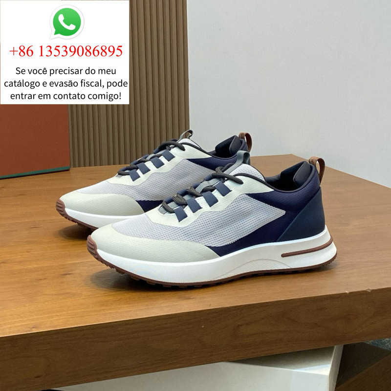 Tênis de Corrida de Cano Baixo com Sola Grossa, Tênis Esportivos Masculinos, Tênis Casuais de Couro Leve com Malha e Tir