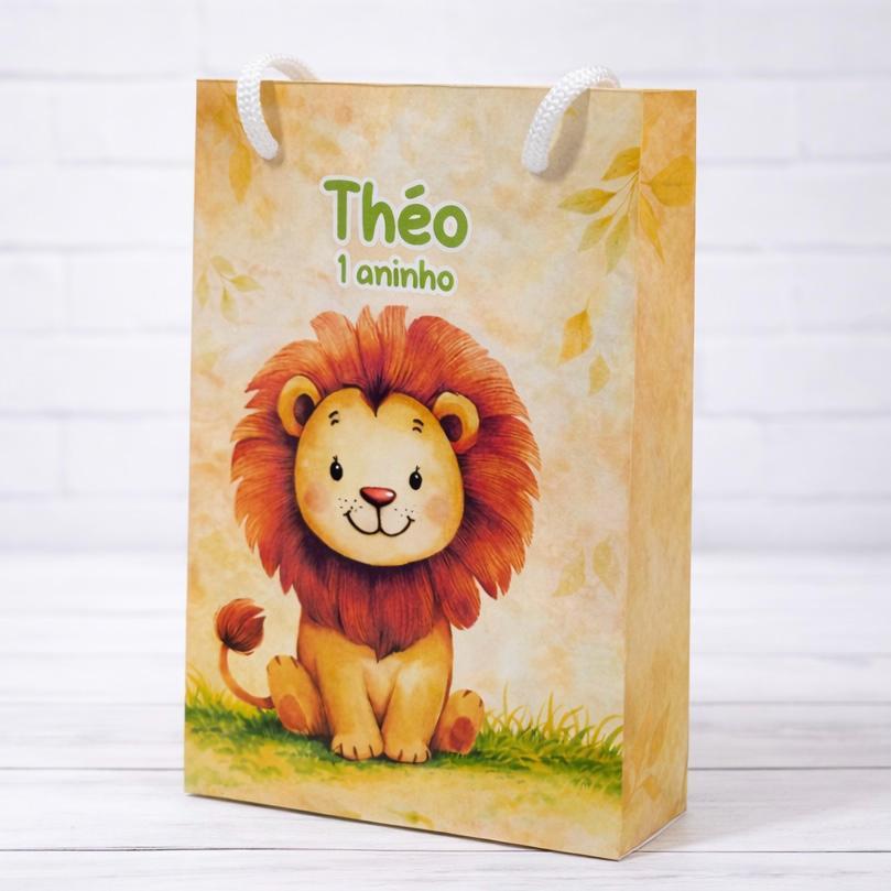 Sacolinha Leãozinho Leão | Personalizada Com Nome | Mimos Festa Aniversário Lembrancinhas Personalizados