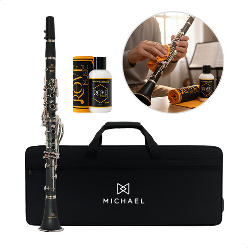 Clarinete Michael 17 Chaves Niquelada Wclm51n Sib Bb Case Prateado Preto