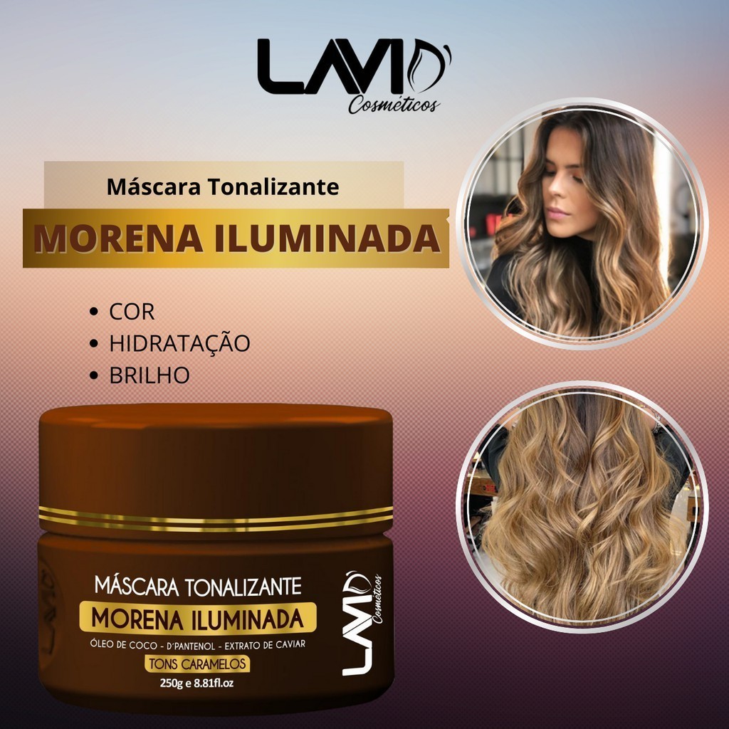 kit 3 unidades Máscara Tonalizante Morena iluminada  250g cada.