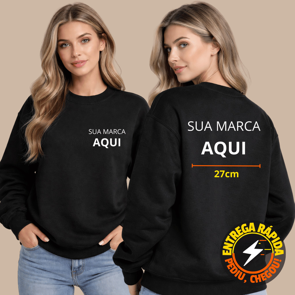Moletom Careca Unissex 100% Algodão Personalizada Uniforme Empresa | Do P ao GG| SUA MARCA AQUI