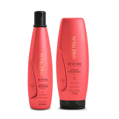 Kit Restore System Shampoo E Mascara Restaurador Cabelos Quebradiço Danificados - Aneethun