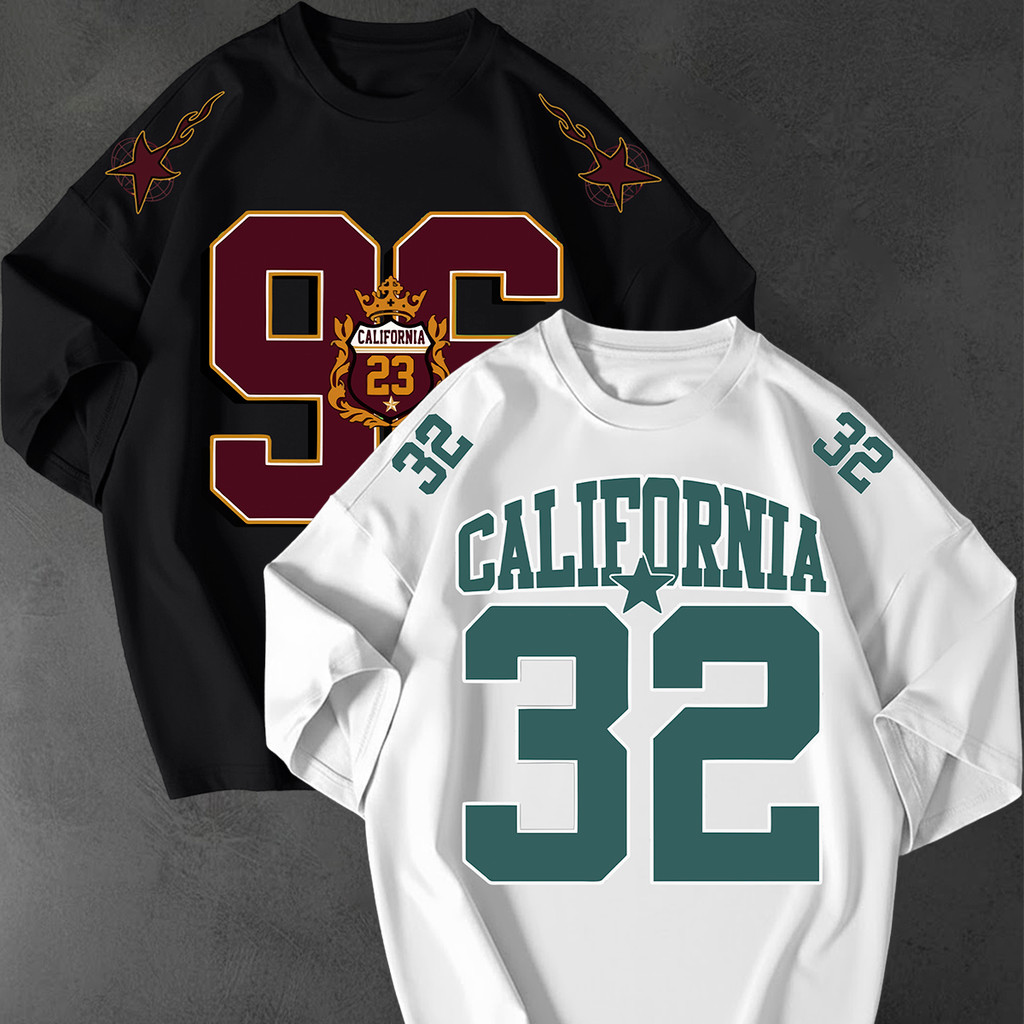 Kit 2 Camisetão Oversized Streetwear Estampa California 96 23 New York 1987 Unissex Academia Gyn Fit

