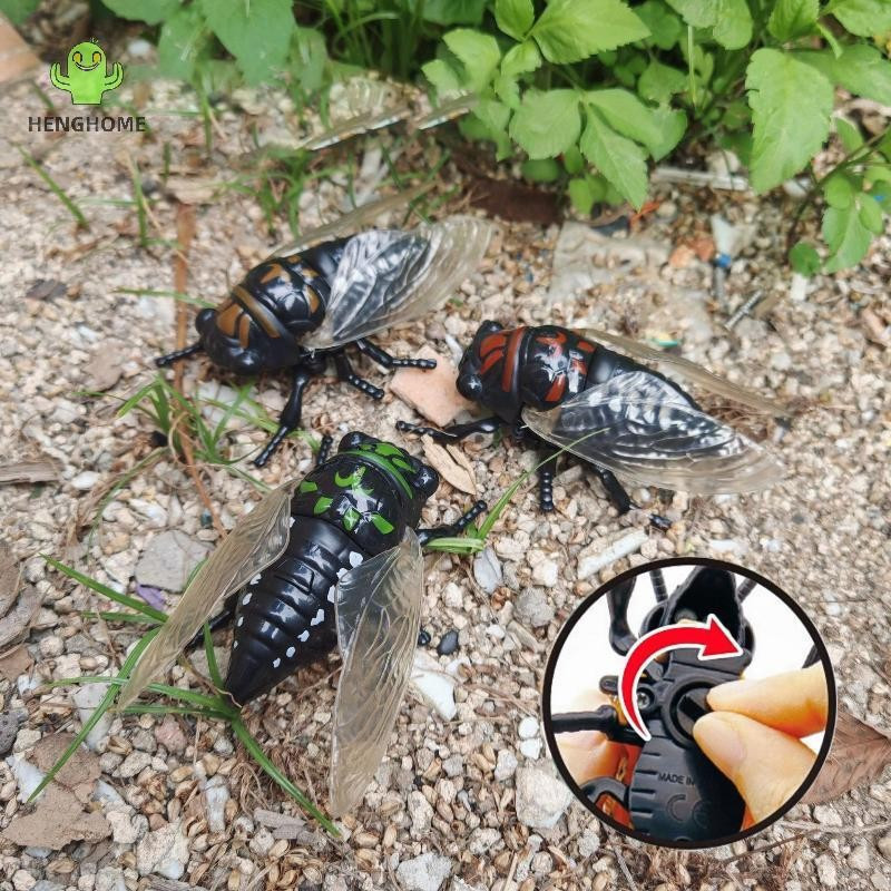 HENGHOME 1 Peça Novo Criativo Brincalhão Animado Inseto Brinquedo Modelo Acabar Cigarra Biônico Brinquedos Animais De Pl