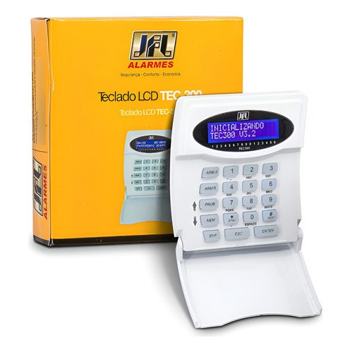 Teclado Lcd Com Fio Jfl Tec-300 Para Central De Alarme Jfl Branco