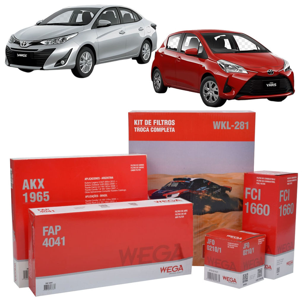 Kit de Filtros Wega  Toyota Yaris 1.3 e 1.5 16v Flex 2018 Até 2024 em Oferta na Shopee