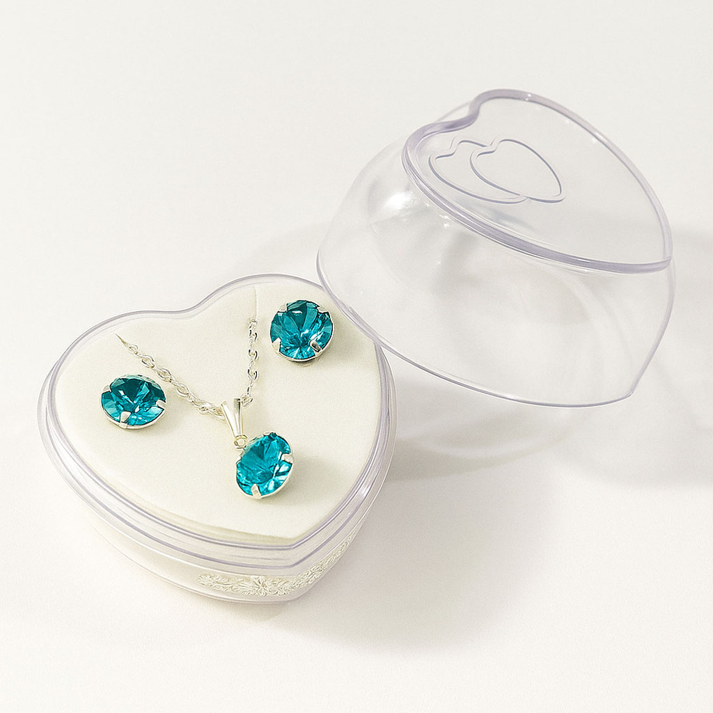 Kit Corrente elo Cadeado + Pingente Zircônia + Brinco Zircônia - Banhado a Prata 925