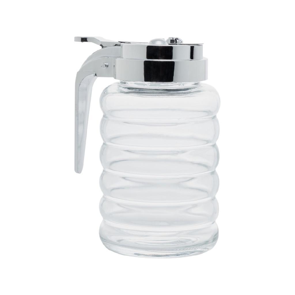Meleira De Vidro Pote 280ml com Tampa Dosadora Cromada Açúcar Porta Mel Cozinha Café Da Manhã