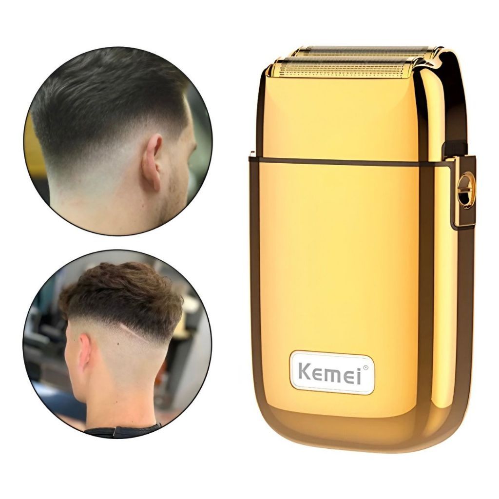 Máquina shaver Barbeador Elétrico Kemei Original Dourado Recarregável  Bivolt Tx1 em Oferta na Shopee