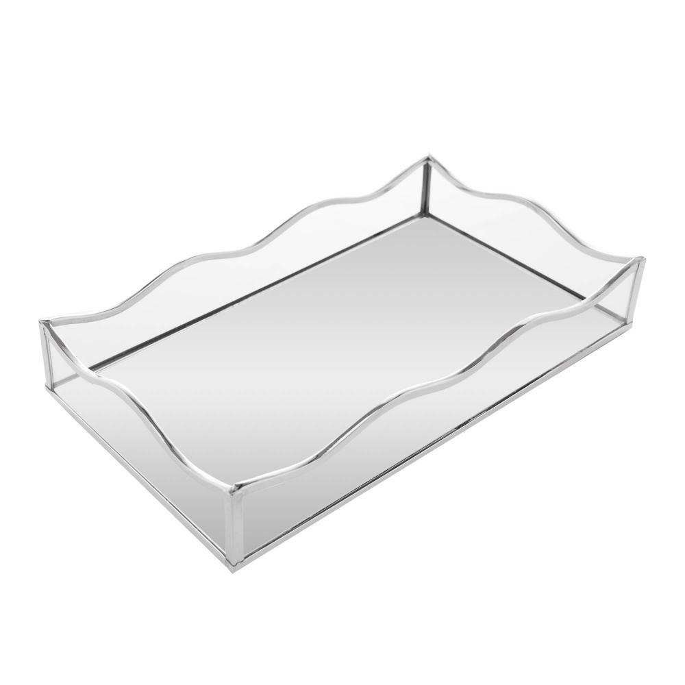 Bandeja com Espelho Lyor Ocean 20cm x 30cm x 4cm Prateada em Oferta na Shopee