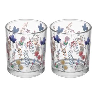 Kit 2 Porta Vela Wolff Brisa Floral 7cm x 6cm Vidro Castiçal Decoração Mesa Casa Presente Elegante Sofisticado Romântico