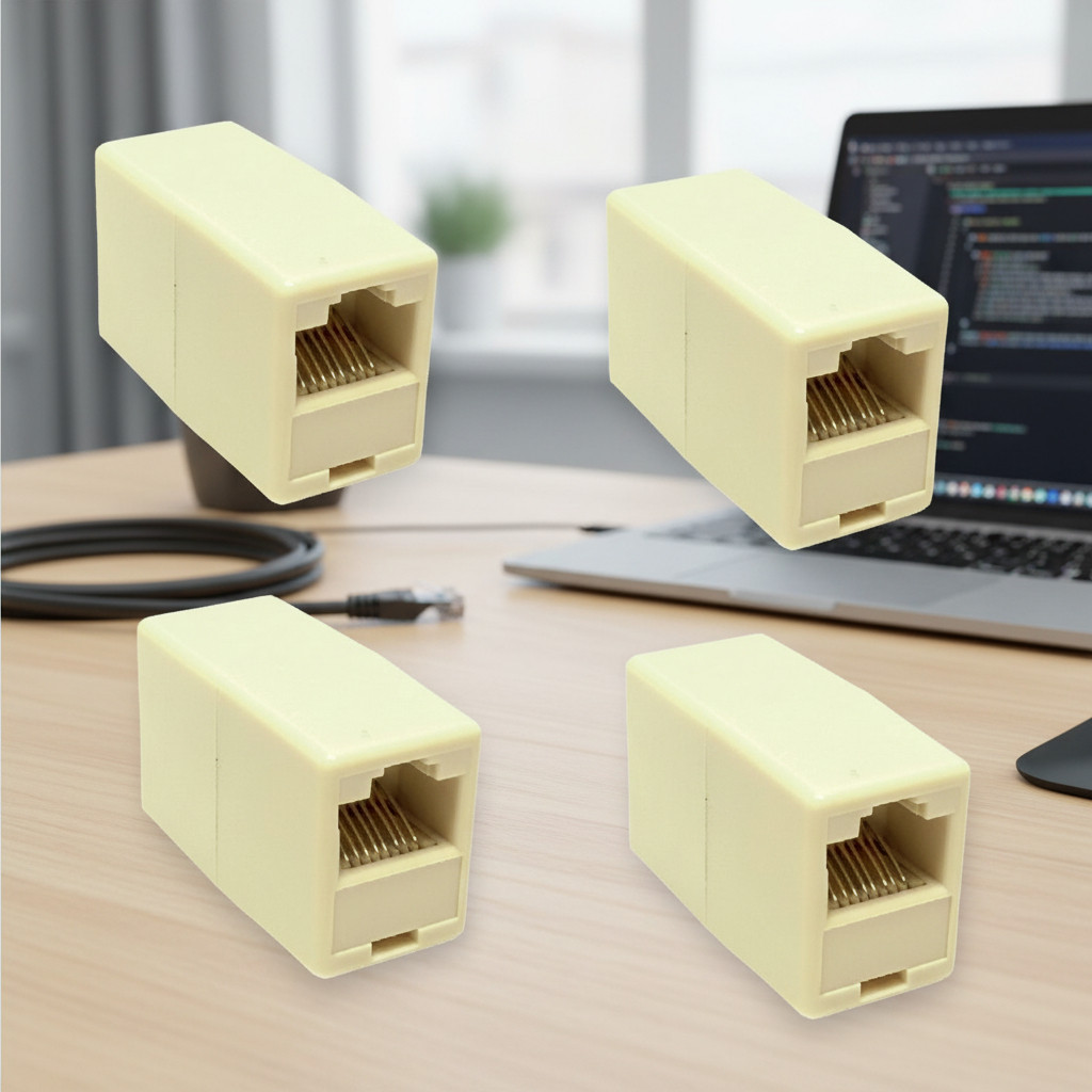 Kit 4 Adaptadores Emenda Rj45 Fêmea Para Cabo De Rede