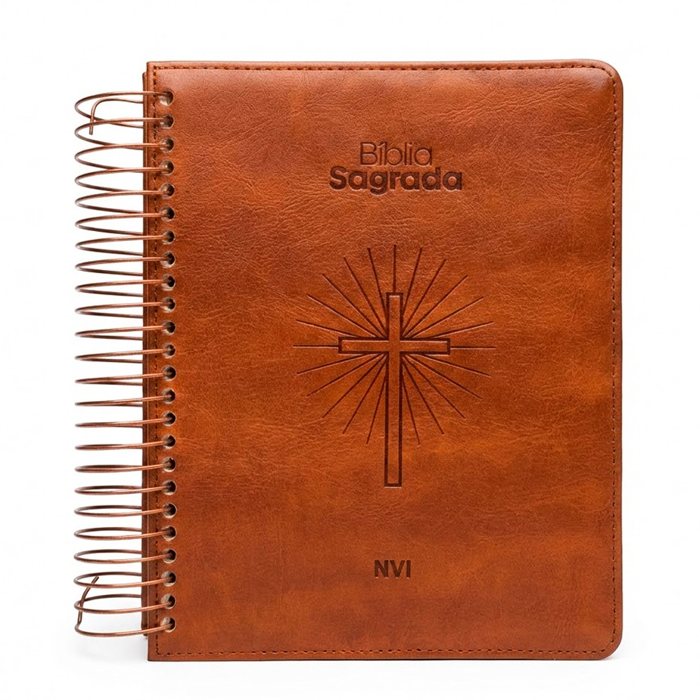 Bíblia Sagrada Espiral | NVI | Espaço Para Anotações | Bible Journaling | Couro Soft em Oferta na Shopee