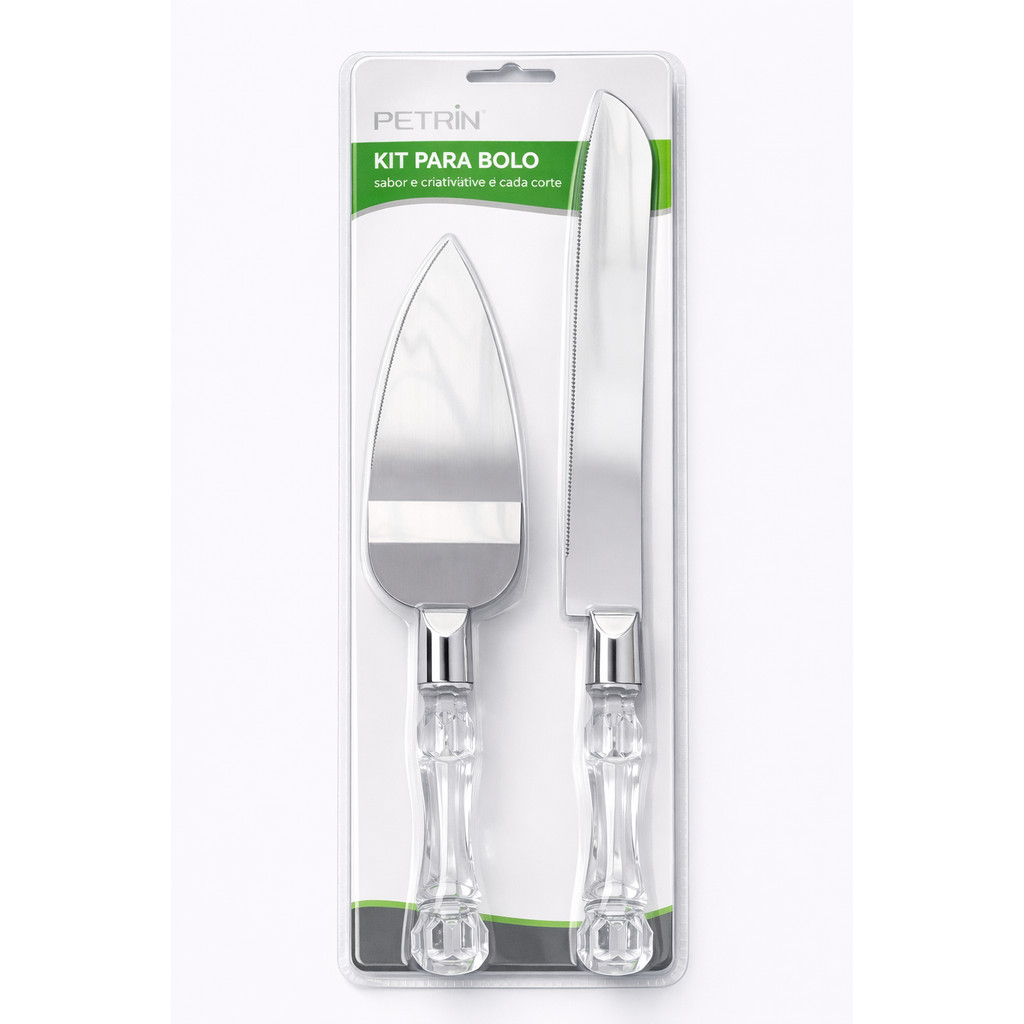 Faca e Espátula para Bolo Kit Conjunto Torta Confeitaria Inox