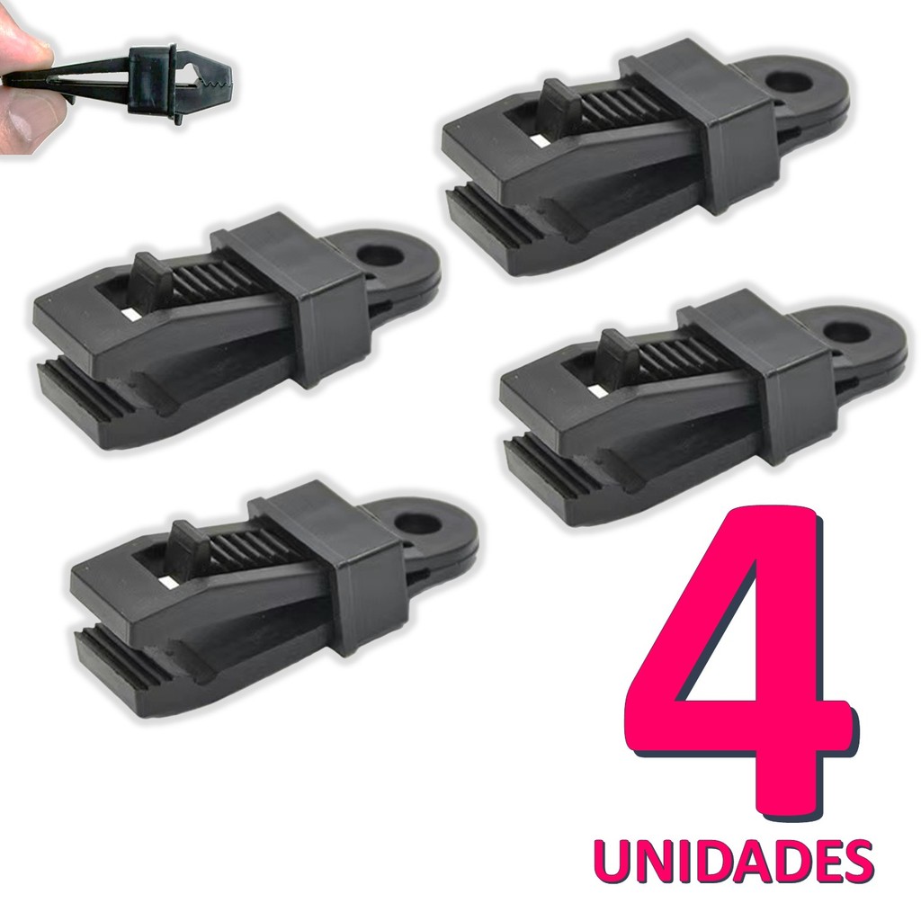 Kit 4 Clipes pregador Garra plástica jacaré para lonas e tendas