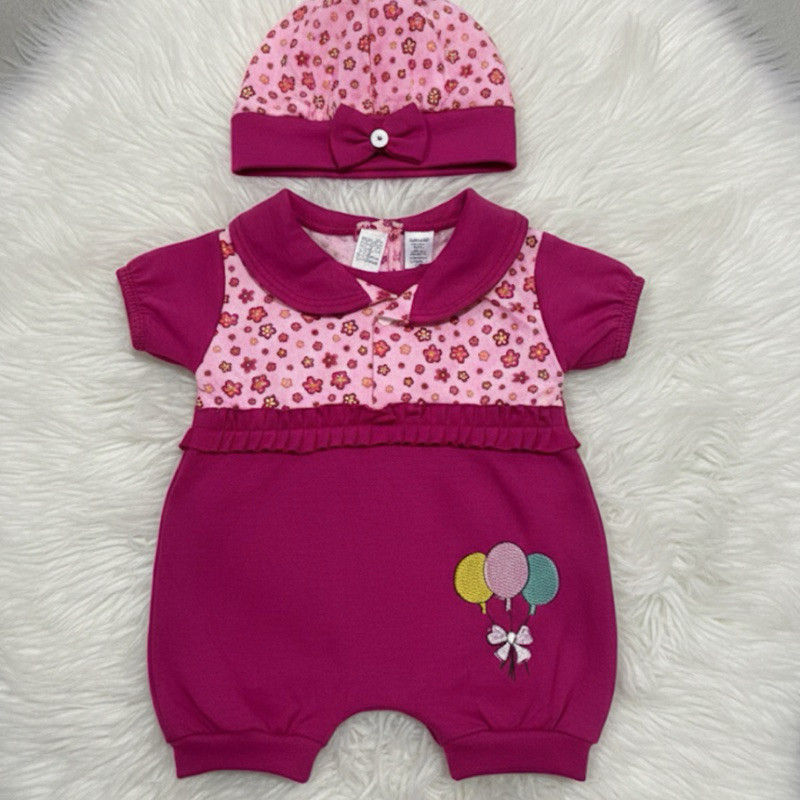 Macacão Bebê Menina Curto Calor Toquinha Laço (0 À 03 Meses) Verão Enxoval Bebê — R$ 19,99 em Shopee, 44% OFF